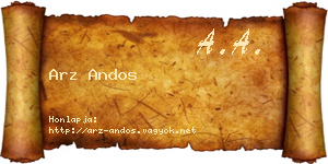 Arz Andos névjegykártya